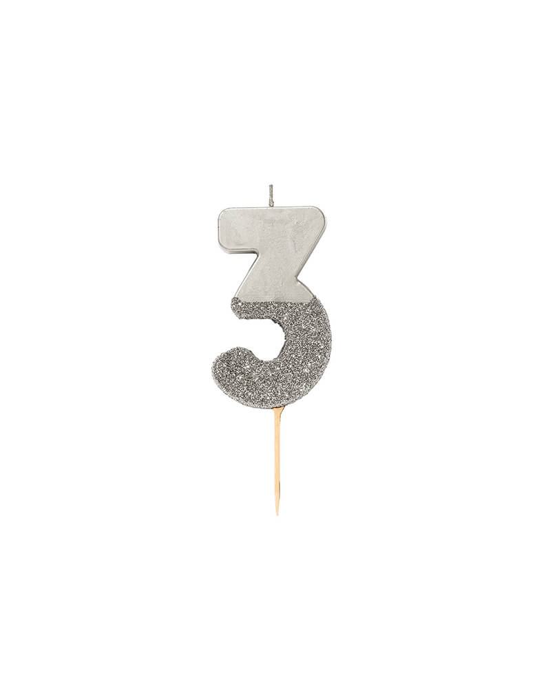 We Heart Birthday Glitter Candle - Silver