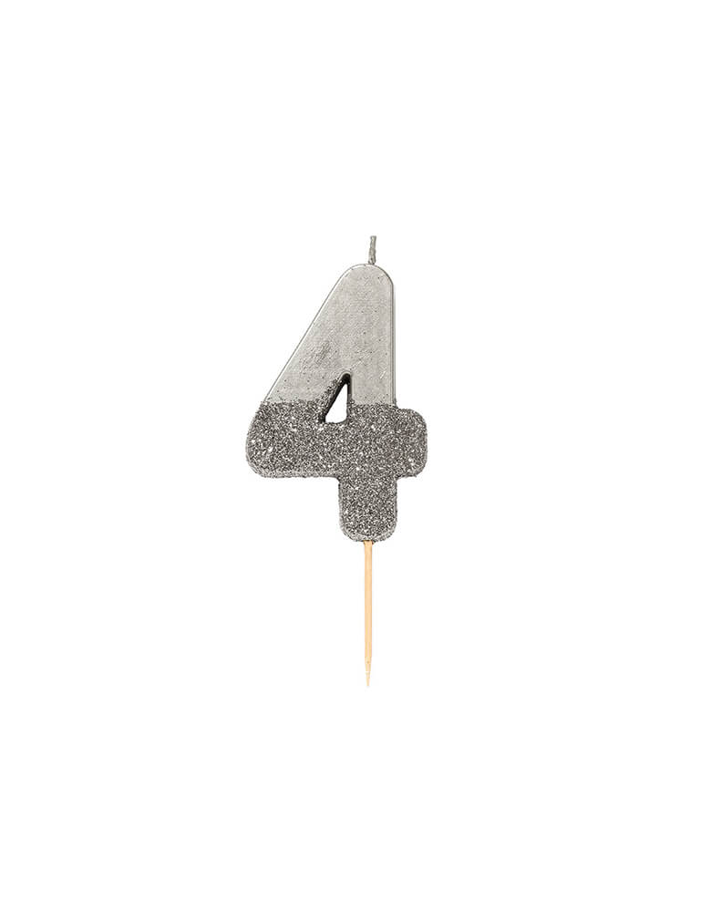 We Heart Birthday Glitter Candle - Silver