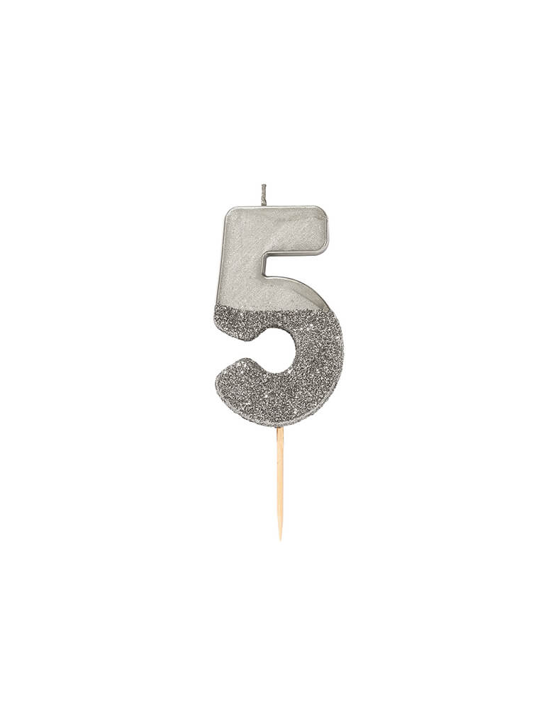 We Heart Birthday Glitter Candle - Silver