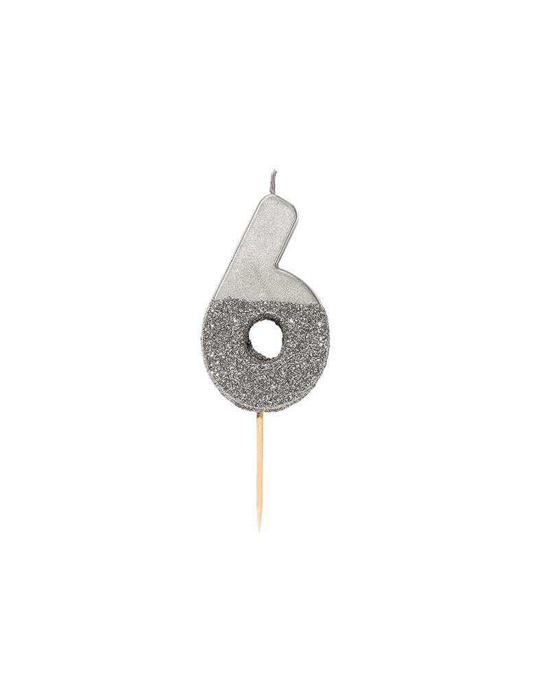 We Heart Birthday Glitter Candle - Silver