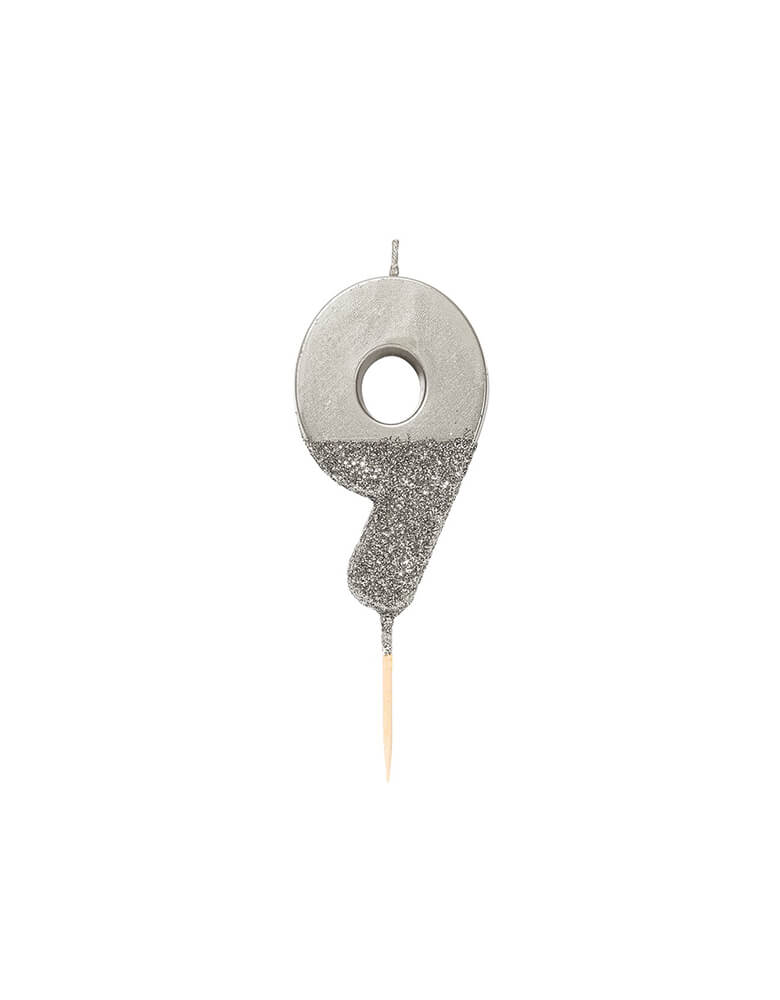 We Heart Birthday Glitter Candle - Silver