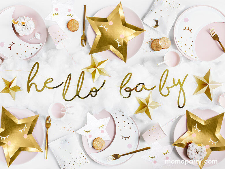 Hello Baby Gold Banner